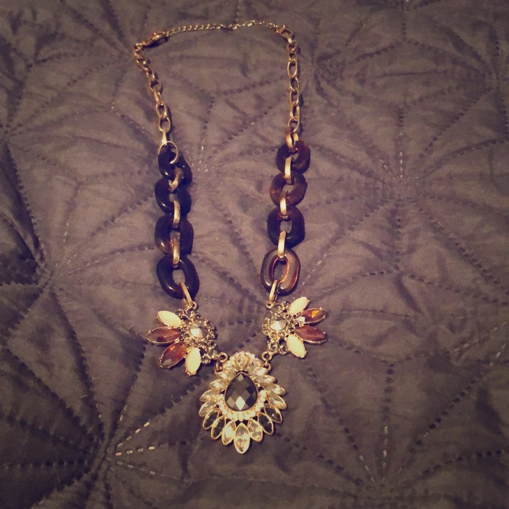Tortoise and gem statement necklace